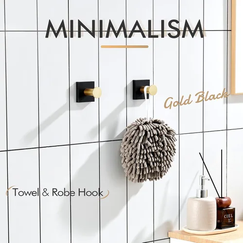 Miniatura 3 de KOKOSIRI Ganchos para bata, ganchos para toallas de baño, para pared, armario, cocina, toallas colgantes, accesorios de baño, color negro con acero