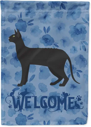Miniatura 225 de Caroline's Treasures CK4813CHF - Bandera de bienvenida con gato abisinio azul, manga grande, para porche, para colgar en la pared, poliéster