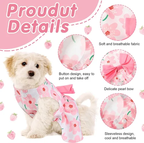 Miniatura 5 de Saintrygo 5 piezas de vestido floral para perro, lindo vestido para perro, falda para mascotas, vestidos para mascotas, vestidos para gatos, vestido