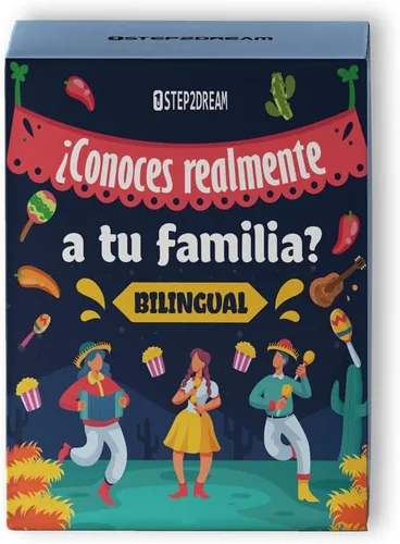 1step2dream Juegos de cartas familiares españoles | Divertido juego de mesa para la familia | Iniciador de conversación bilingüe para fiesta