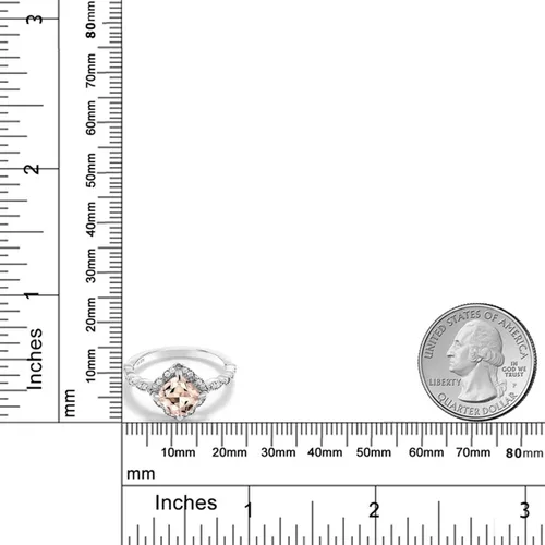 Miniatura 48 de Gem Stone King Anillo de compromiso solitario de moissanita blanca con piedra natal de corte cojín de 0.276 in para mujer, plata de ley 925