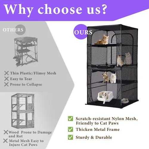 Miniatura 2 de Catio - Jaula grande para gatos de 61.4 pulgadas de alto, con perchas de 4 niveles, corralito para gatos de patio, gatito, perrera para múltiples