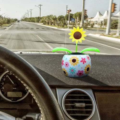 Miniatura 6 de Juguete solar de flores bailarinas para automóvil, lindo agitador de rosa, maceta de mariposa, tablero de instrumentos oscilante, juguete para Rosa