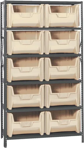 Miniatura 344 de Quantum QSBU-245BK Heavy Duty Shelving Unit with (7) Shelves and (24) QUS245 Black Bins for Garage Warehouse Storage Distribution 400 lb Load