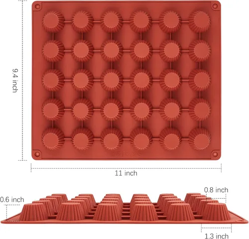 Miniatura 2 de JOERSH Molde de silicona para taza de mantequilla de maní de 30 cavidades, tamaño de mordida para bombas de grasa Keto, chocolate oscuro