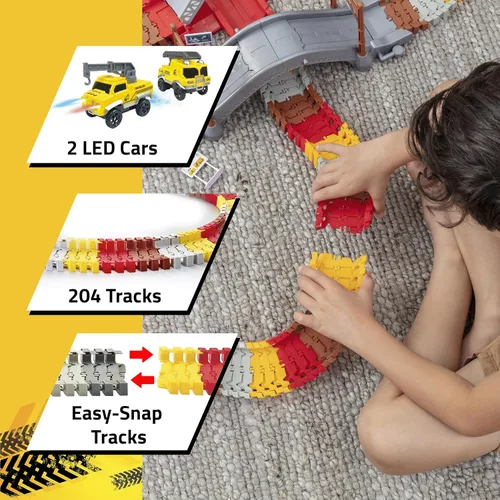 Miniatura 4 de Kit de inicio de pistas de resplandor USA Toyz Pistas de carreras y 2 coches de juguete LED - 216 piezas Juego de pistas de carreras flexibles