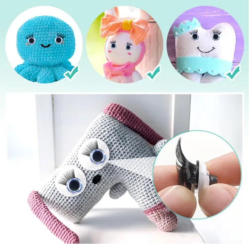 Miniatura 5 de TOAOB - 4 juegos de ojos de seguridad de 0.98 pulgadas con purpurina y arandelas y pestañas para Amigurumis de plástico plateado para manualidades