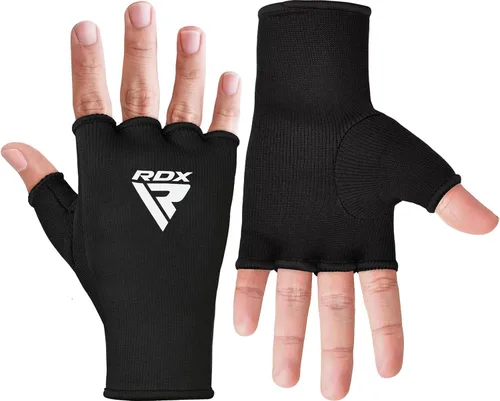 Miniatura 8 de RDX Guantes de mano para boxeo, guantes internos para hombres y mujeres, vendas elásticas de medio dedo, protección para los puños debajo