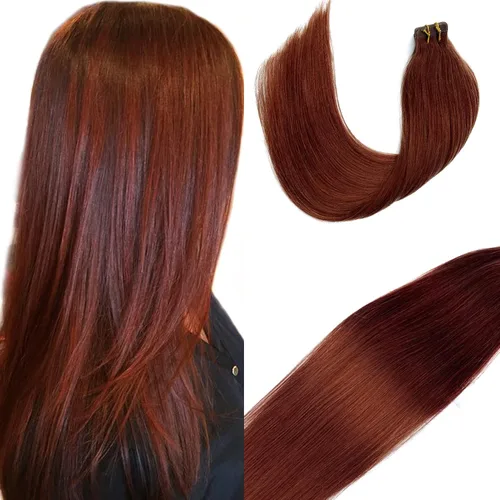 Miniatura 15 de Extensiones de cabello humano real con cinta, 20 piezas de cabello Remy invisible de doble cara, extensiones de cabello Remy con cinta adhesiva