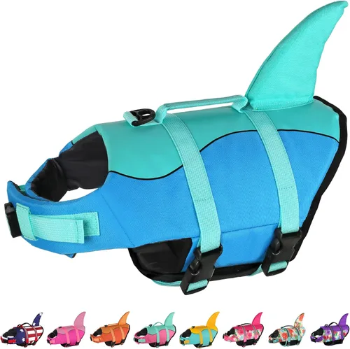 Miniatura 27 de Dogcheer Chaleco salvavidas para perros Tiburón, Chaleco salvavidas ajustable para perros para natación y navegación con flotabilidad superior y asa