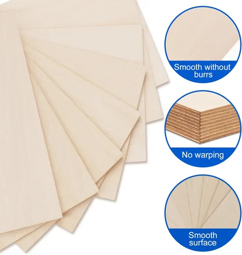 Miniatura 3 de Paquete de 18 hojas de tilo de 12 x 24 x 1/8 pulgadas, madera de tilo de gran tamaño para corte y grabado láser, tablero de madera contrachapada