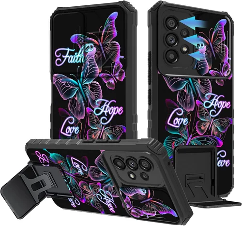 Miniatura 141 de Funda para Samsung Galaxy S22 Ultra 5G, Galaxy S22 Ultra con cubierta de cámara deslizante, funda resistente de doble capa con función atril Black