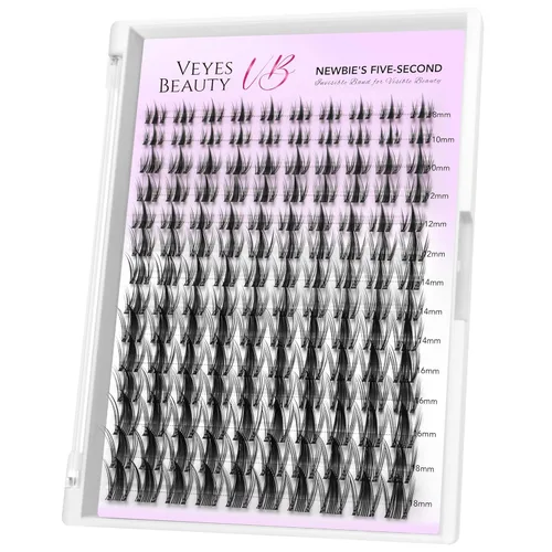 VEYESBEAUTY Extensiones de Pestañas en Racimo Banda Delgada e Invisible DIY Pestañas Postizas Individuales Serie de Cinco Segundos para