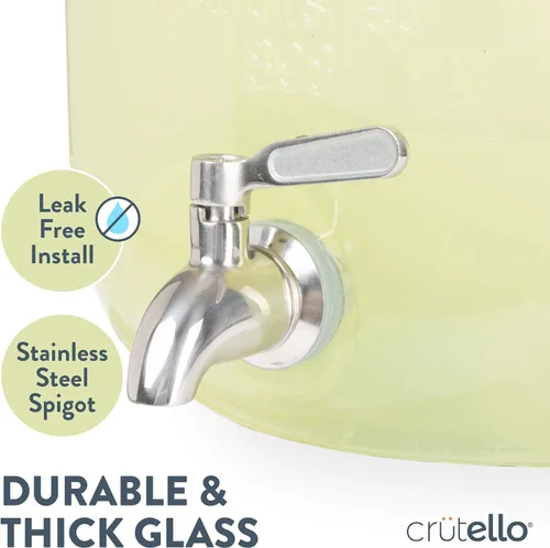 Miniatura 3 de Crutello Dispensador de bebidas de vidrio para exteriores con espita de acero inoxidable y cilindro de hielo, dispensador de bebidas de 2 galones
