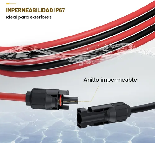 Miniatura 4 de BougeRV Cable de extensión solar de 20 pies 10AWG con conector hembra y macho con par adicional de conectores, kit de herramienta adaptadora