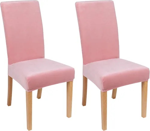 Miniatura 53 de smiry - Fundas para sillas de comedor de terciopelo elástico y suave, extraíbles, Terciopelo, Beige