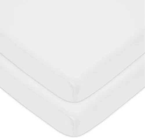 Miniatura 31 de TL Care Paquete de 2 sábanas bajeras ajustables 100% algodón natural de 39 x 27 pulgadas, suaves y transpirables para patio de juegos y colchón