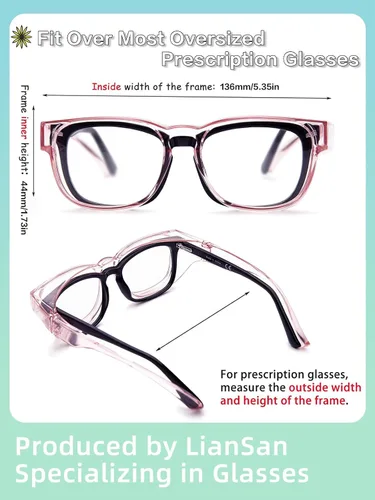 Miniatura 4 de LianSan Gafas de seguridad sobre anteojos para mujer, gafas antivaho que se ajustan sobre las gafas para certificación ANSI Z87.1