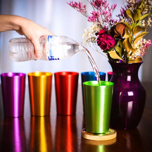 Miniatura 2 de 6 vasos de aluminio retro de Trademark Innovations, Multicolor