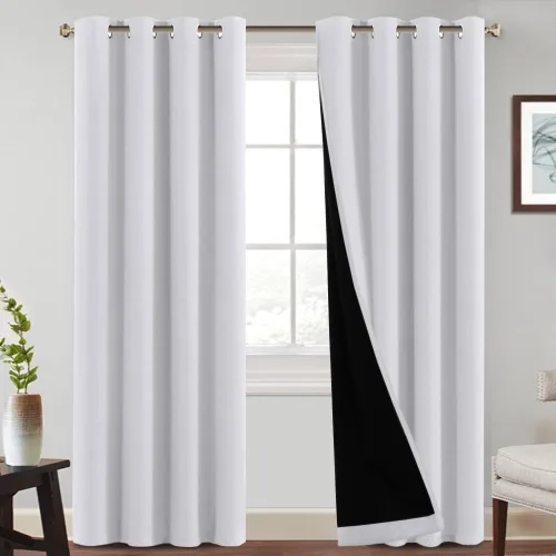Miniatura 12 de PrinceDeco Paneles de cortina 100 % opacas de 108 pulgadas de largo, completamente opacos, tratamiento de ventana, cortinas forradas con aislamiento