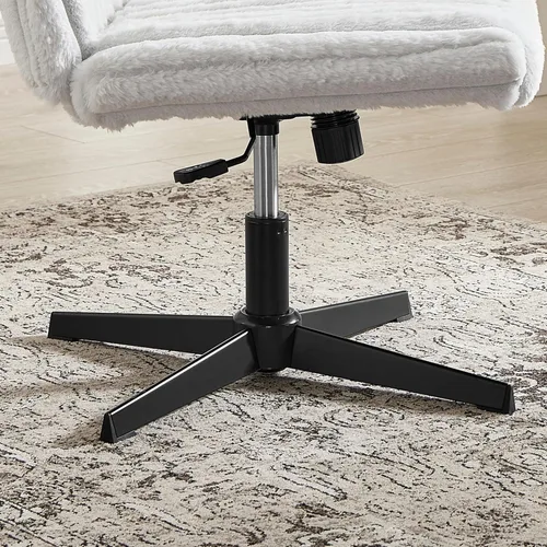 Miniatura 9 de Roundhill Blynn - Silla giratoria ajustable con cruz cruzada, silla de oficina de asiento ancho, silla de tocador, color gris claro