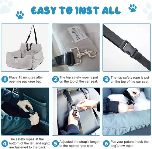Miniatura 4 de Aidou Asiento de coche para perros, asiento elevador para perros pequeños, medianos y grandes, gatos, asiento elevador de viaje para mascotas, Gris