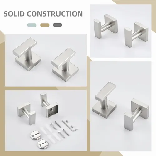 Miniatura 8 de Angle Simple Paquete de 2 ganchos para toallas de baño, soporte para bata de baño de acero inoxidable SUS304, moderno gancho para colgar abrigos