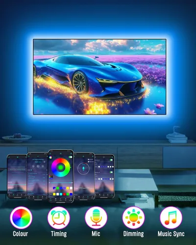 Miniatura 3 de Daymeet Luces LED para retroiluminación de TV, tira de luz USB RGB de 13.1 pies para iluminación trasera de 40 a 65 pulgadas, cambio