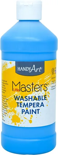 Miniatura 50 de Handy Art Little Masters - Pintura al temple lavable, turquesa, botella de 128 onzas, brillante y mezclable, alta opacidad, colores lavables