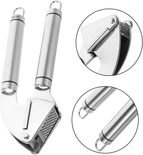 Miniatura 7 de ABOOFAN 1 juego de prensa de ajo manual de acero inoxidable sin esfuerzo herramienta para la cocina fácil de limpiar diseño elegante incluye pelador