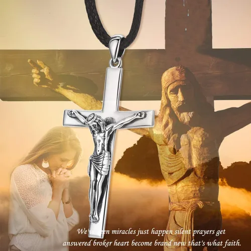 Miniatura 9 de Eusense Collar con colgante de San MiguelSan CristóbalSan BenitoSan JudaVirgen María MilagrosaCrucifijo de JesúsSan JoséSan Antonio para hombres