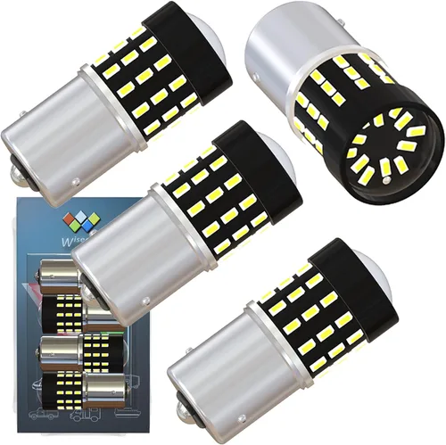 Miniatura 12 de BAU15S PY21W 1156PY 7507 7510 9507 Bombillas LED súper brillantes color amarillo ámbar de 54 SMD 3014 12V-24V para indicadores de posición, luz