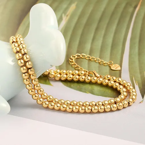 Miniatura 6 de Gargantilla de oro de 18 quilates, joyería delicada para mujeres de 16 pulgadas, con dije, cadena de eslabones
