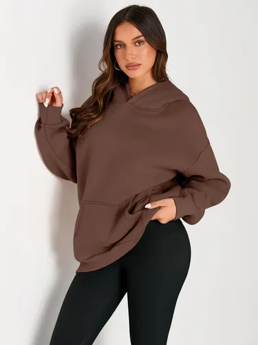 Miniatura 2 de Trendy Queen - Sudaderas extragrandes con capucha para mujer, suéteres de manga larga, sin botones, de vellón, de otoño, ropa de invierno