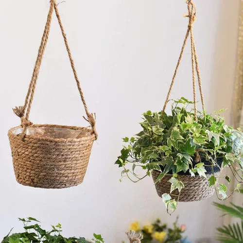 Miniatura 2 de WYSRJ - Maceta colgante de cuerda de yute de 8 pulgadas, cesta tejida para plantas, macramé, soporte para plantas, cestas de almacenamiento