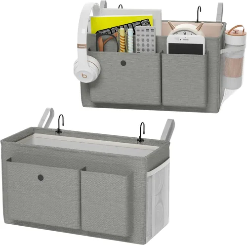 Miniatura 12 de Edudif Organizador de Cabecera de Doble Propósito, Organizador de Cama con 6 Bolsillos, Solución de Almacenamiento Versátil para Mesita de Noche