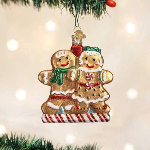 Miniatura 2 de Old World Christmas Adorno de cristal soplado Amigos de Pan de Jengibre para árbol de Navidad, decoración navideña hecha a mano, Colección de Pan