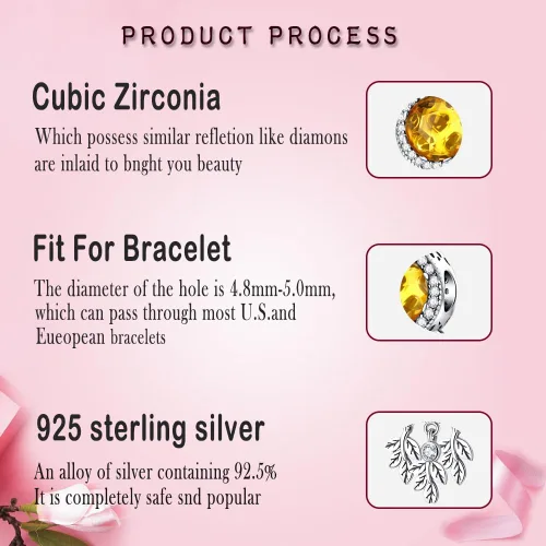 Miniatura 3 de LNQOBU Charms for Bracelet 925 Sterling Silver Dangle Pendant Bead Heart Shaped Round Charms for Woman Girl Bracelets and Necklaces