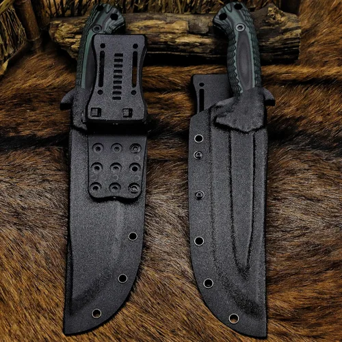 Miniatura 8 de BA-KOR Cuchillo de Caza de Hoja Fija Full Tang de 12.4 Pulgadas – Acero 9CR18MoV de 6mm, Mango G10, Hoja con Sierra Dentada en el Lomo con Acabado