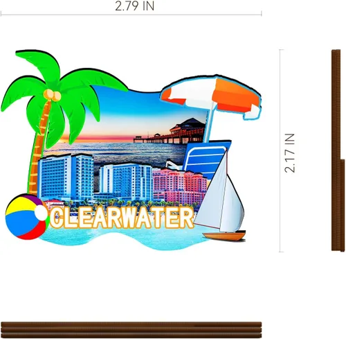 Miniatura 3 de Imán de madera de Clearwater de Estados Unidos 3D para nevera, recuerdos coleccionables, decoraciones artesanales hechas a mano