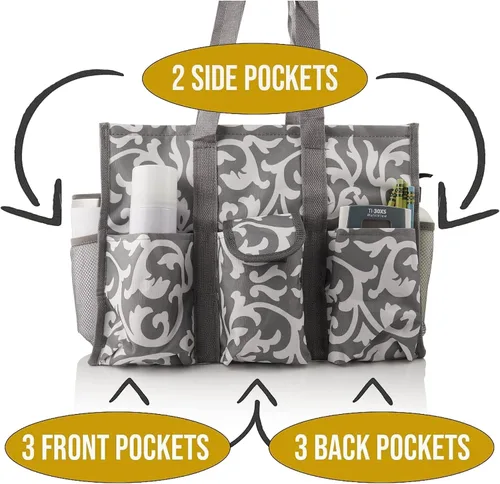 Miniatura 3 de Lucazzi Bolsa de mano con cremallera superior, bolsa organizadora multiusos grande para profesores, enfermeras, trabajo, estudiantes, tejer