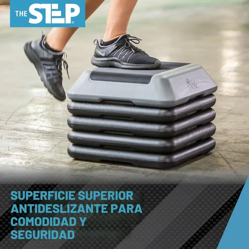 Miniatura 4 de The Step Plataforma aeróbica ajustable de paso alto con 4 elevadores, equipo de entrenamiento de gimnasio en casa, equipo de ejercicio de fitness
