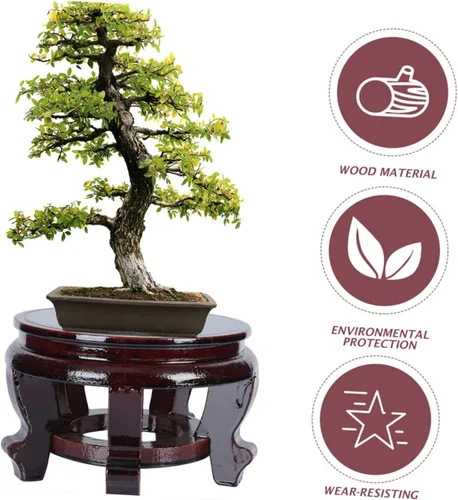 Miniatura 4 de DECHOUS Soporte para maceta, base de madera, jarrón redondo, juego de té, soporte de estatua de Buda, soporte de exhibición de madera versátil
