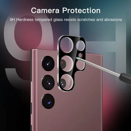 Miniatura 6 de JETech Protector de pantalla para Samsung Galaxy S22 Ultra 5G de 6.8 pulgadas con protector de lente de cámara, película de TPU flexible, compatible