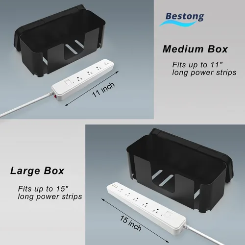 Miniatura 2 de Power Strip Hider Box - Organizador de gestión de cables, tamaño grande y mediano, color negro Power strip hider box hides cords and surge