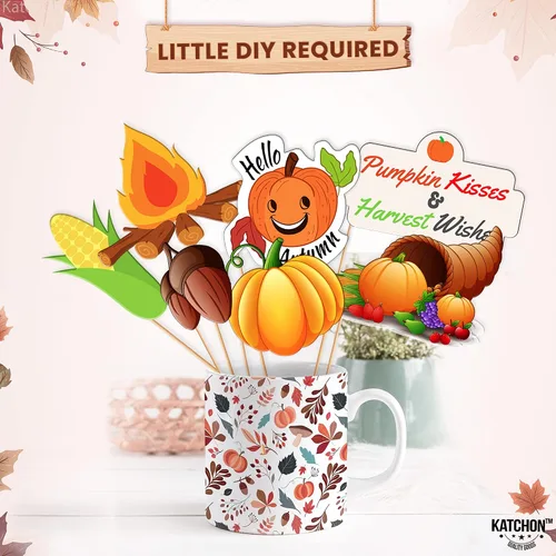Miniatura 5 de KatchOn, Happy Fall Photo Booth Props – Paquete de 34 Accesorios para fotos de otoño Accesorios de fotos de festivales Accesorios para cabina