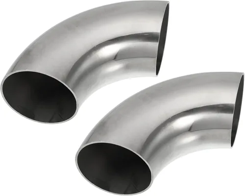 X AUTOHAUX 2 piezas OD 2.25 pulgadas 90 grados 1.5mm de espesor Codo curvo de mandril SS304 de acero inoxidable tubo curvado para tubo de escape de