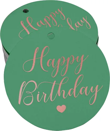 Miniatura 57 de Etiqueta de papel para colgar con texto en inglés «Happy Birthday» (50 unidades)