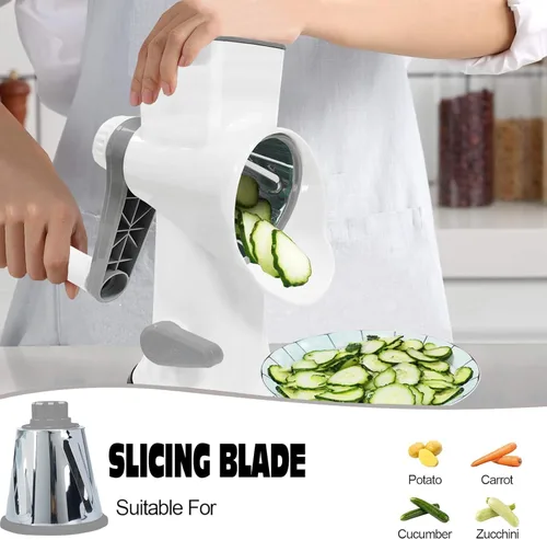 Miniatura 4 de Rallador de Queso Multifunción Rotativo con Manivela Manual - Rallador de Queso que Ralla, Rebana y Pica sin Esfuerzo. Aplicable para Queso, Blanco