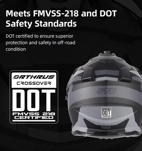 Miniatura 3 de Orthrus Casco de motocicleta Dual Sport Adventure certificado por DOT para adultos, doble visera y ranura de intercomunicador, ATV UTV Dirt Bike